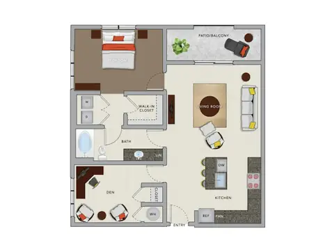 Floor plan A5eD, 1 bed · 1 bath · 995 sf