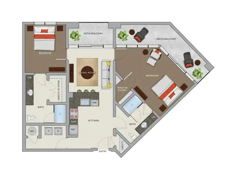 Floor plan C5a, 2 beds · 2 baths · 1,133 sf