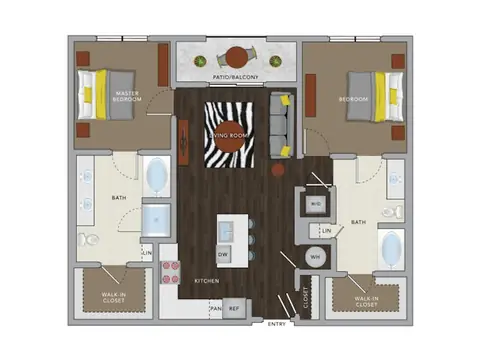 Floor plan C5bM, 2 beds · 2 baths · 1,144 sf