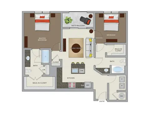 Floor plan C5d, 2 beds · 2 baths · 1,159 sf