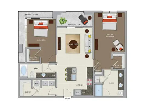 Floor plan C6h, 2 beds · 2 baths · 1,230 sf