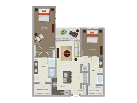 Floor plan C6c, 2 beds · 2 baths · 1,249 sf