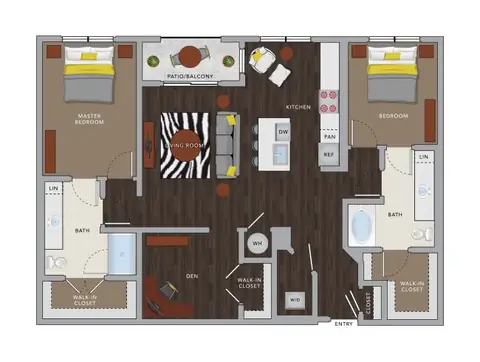 Floor plan C7aM, 2 beds · 2 baths · 1,394 sf