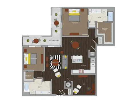 Floor plan C8DM, 2 beds · 2 baths · 1,427 sf