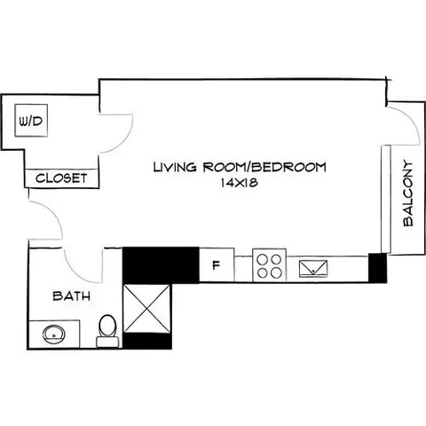 Floor plan Design EA, Studio · 1 bath · 394 sf
