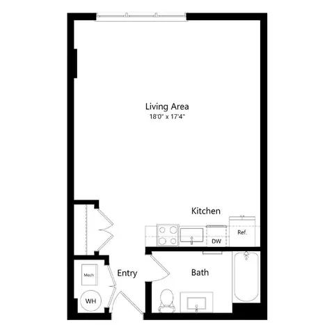 Floor plan Studio 9 - S9, Studio · 1 bath · 550 sf
