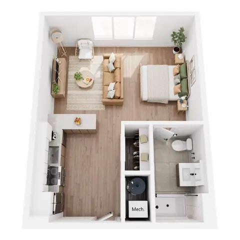 Floor plan Studio 1 - S1, Studio · 1 bath · 556 sf
