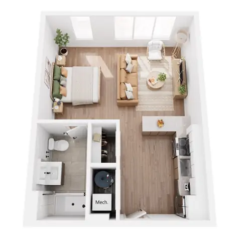 Floor plan Studio 2 - S2, Studio · 1 bath · 556 sf
