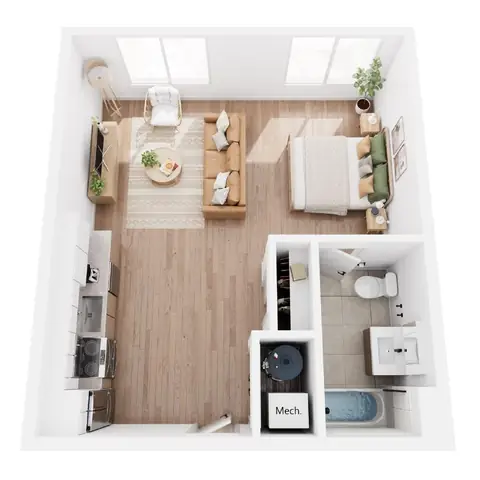 Floor plan Studio 3 - S3, Studio · 1 bath · 557 sf