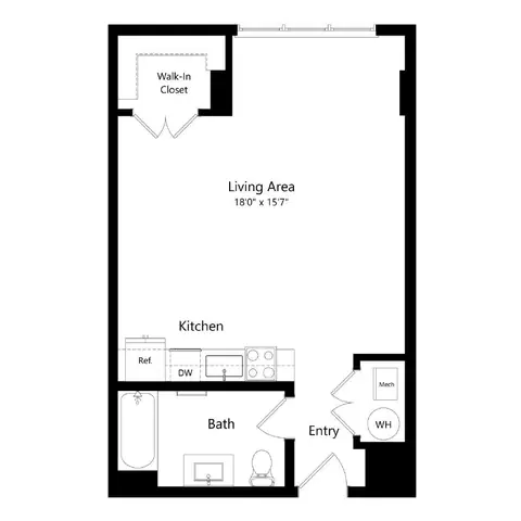 Floor plan Studio 10 - S10, Studio · 1 bath · 564 sf