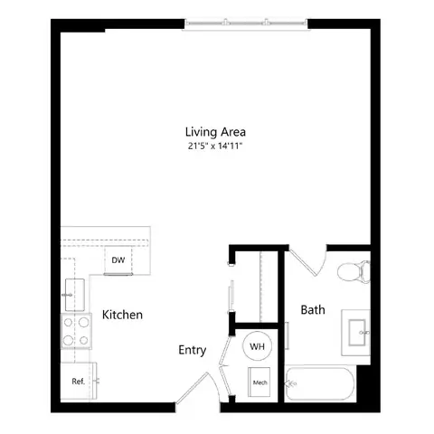 Floor plan Studio 6 - S6, Studio · 1 bath