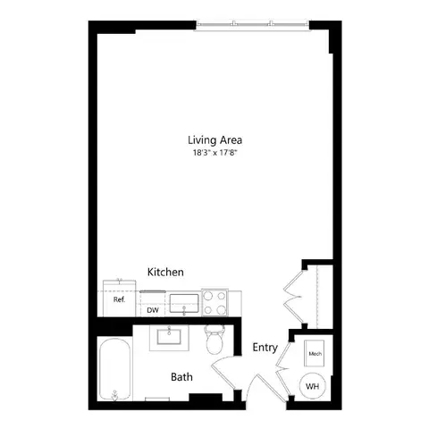 Floor plan Studio 7 - S7, Studio · 1 bath