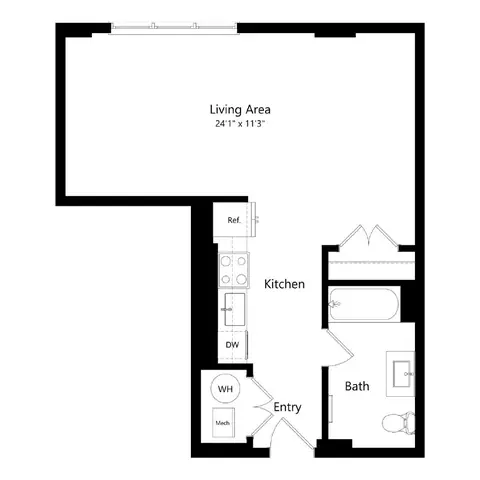Floor plan Studio 8 - S8, Studio · 1 bath