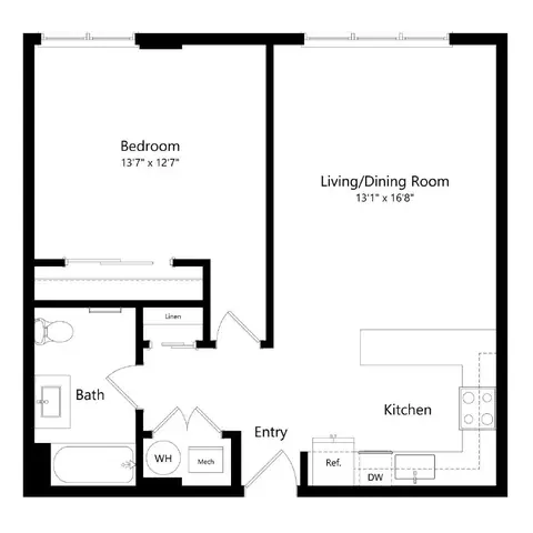 Floor plan 1 Bedroom 1 - A1, 1 bed · 1 bath · 752 sf