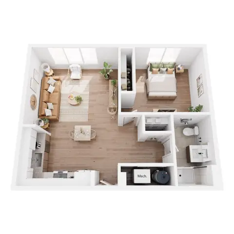 Floor plan 1 Bedroom 4 - A4, 1 bed · 1 bath · 761 sf