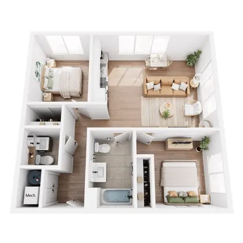 Floor plan 2 Bedroom 11 - B12, 2 beds · 1.5 baths · 800 sf