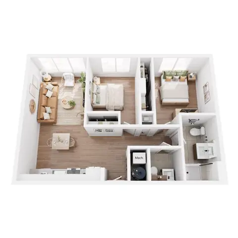 Floor plan 2 Bedroom 2 - B4, 2 beds · 1.5 baths · 806 sf