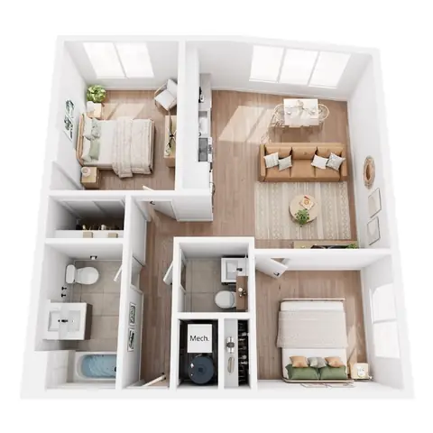 Floor plan 2 Bedroom 3 - B5, 2 beds · 1.5 baths · 812 sf