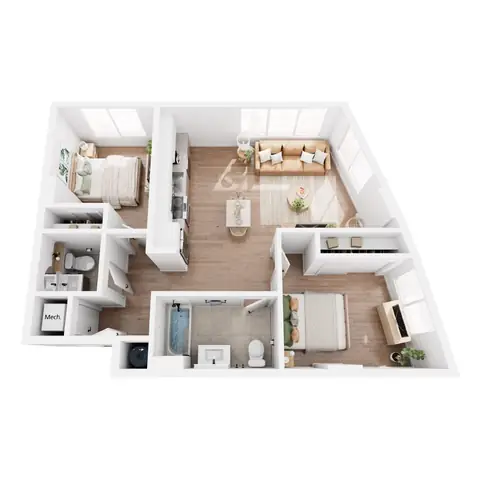Floor plan 2 Bedroom 4 - B6, 2 beds · 1.5 baths · 812 sf