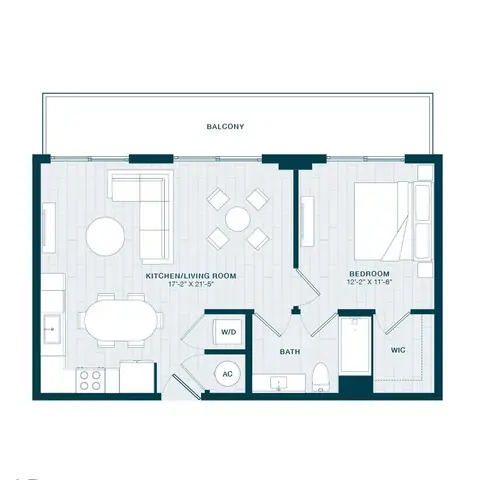 Floor plan A6, 1 bed · 1 bath · 703 sf