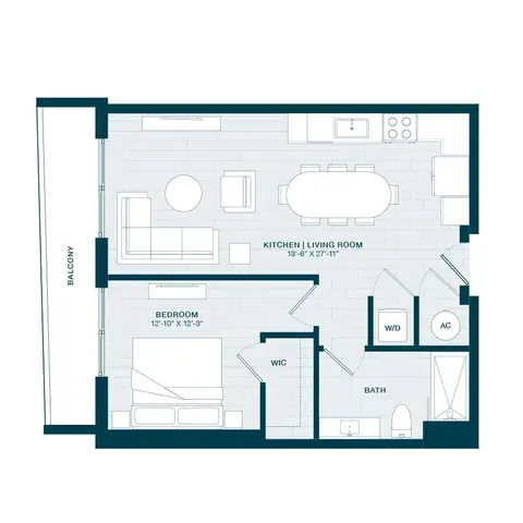 Floor plan A4, 1 bed · 1 bath · 720 sf