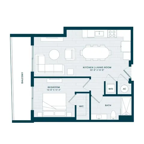 Floor plan A4.1, 1 bed · 1 bath · 746 sf