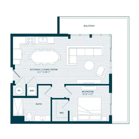 Floor plan A1, 1 bed · 1 bath