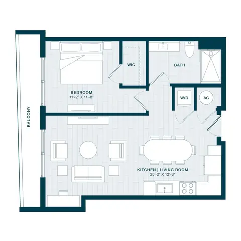 Floor plan A4.2, 1 bed · 1 bath