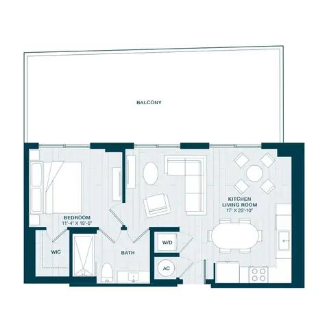 Floor plan A7, 1 bed · 1 bath