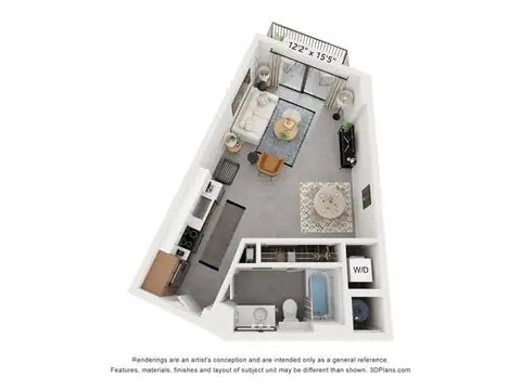 Floor plan S3, Studio · 1 bath