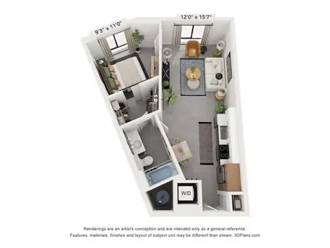 Floor plan A8, 1 bed · 1 bath · 659 sf