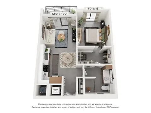 Floor plan A2, 1 bed · 1 bath · 698 sf