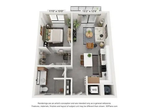Floor plan A1, 1 bed · 1 bath