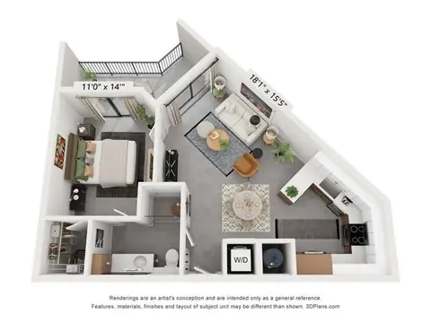 Floor plan A3, 1 bed · 1 bath