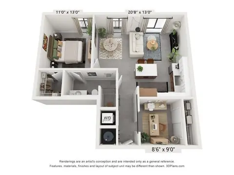 Floor plan A4, 1 bed · 1 bath