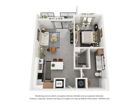 Floor plan A7, 1 bed · 1 bath