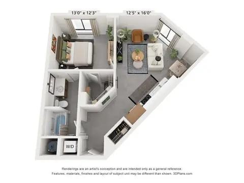 Floor plan A9, 1 bed · 1 bath
