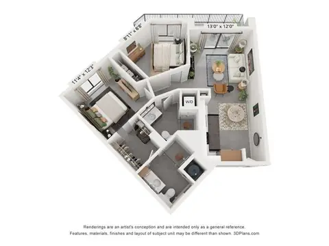 Floor plan B4, 2 beds · 2 baths · 967 sf