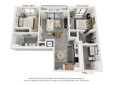 Floor plan B5, 2 beds · 2 baths