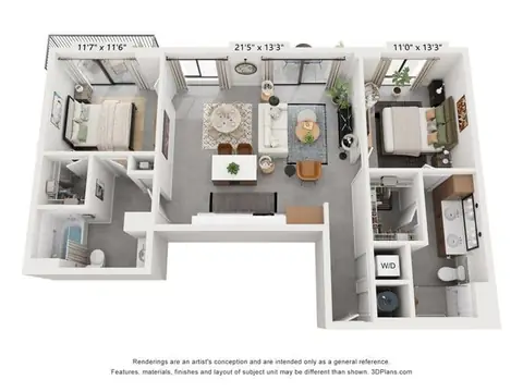 Floor plan B8, 2 beds · 2 baths